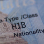 Fragment of Stamp H1B USA Worker Visa.