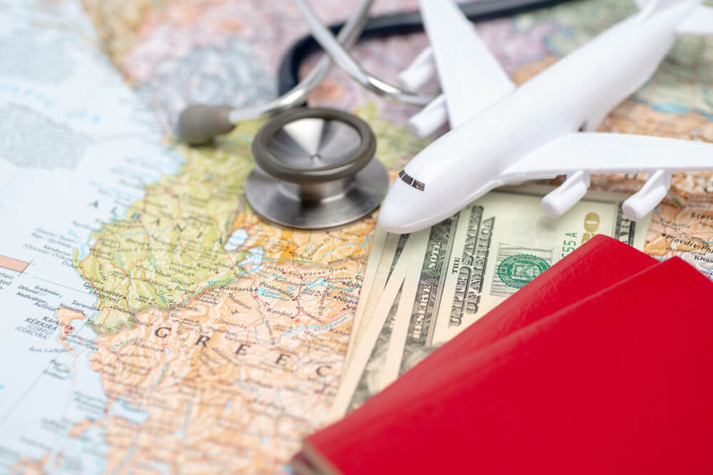 Health/medical tourism or foreign insurance travel concept.