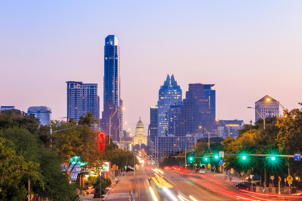 A View of the Skyline Austin, Texas at twilight